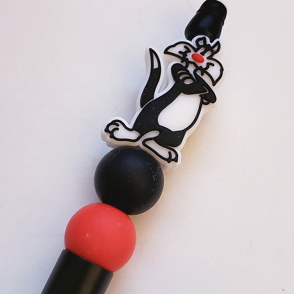 Handmade Looney Tunes Sylvester The Cat Silicone Focal Bead Pen